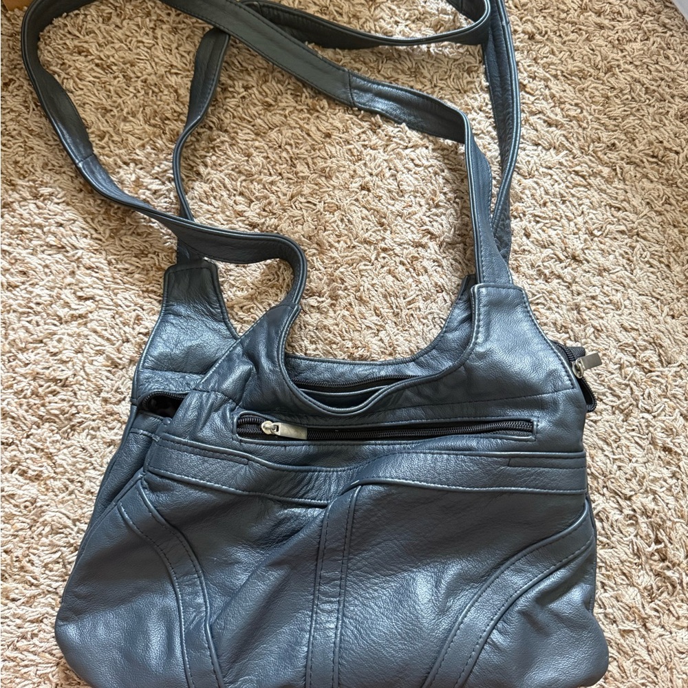 Black Leather Crossbody Bag with Adjustable Strap